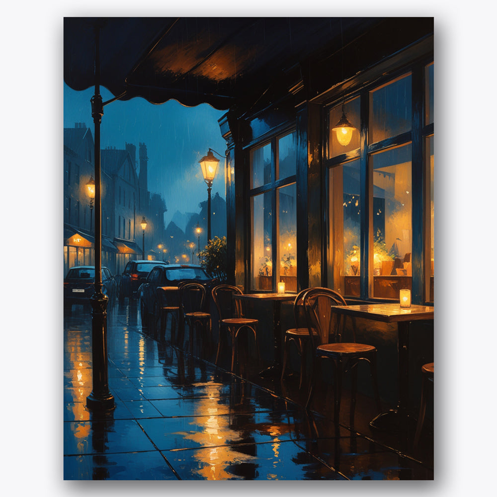 Rainy Urban Night Paint by Numbers Kit UdoPaints