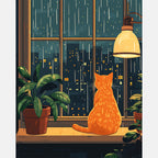Rainy Companion Paint by Numbers Kit design preview showing the full artwork layout before painting