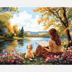 Reading Companionship Paint by Numbers Kit design preview showing the full artwork layout before painting
