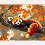 Red Panda Rest Paint by Numbers Kit design preview showing the full artwork layout before painting