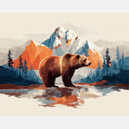 Reflective Mountain Bear Paint by Numbers Kit design preview showing the full artwork layout before painting
