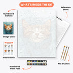 Relaxed Cat Paint by Numbers Kit – includes numbered canvas, paint pots, brushes, and instructions