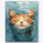 Relaxed Cat Paint by Numbers Kit design preview showing the full artwork layout before painting