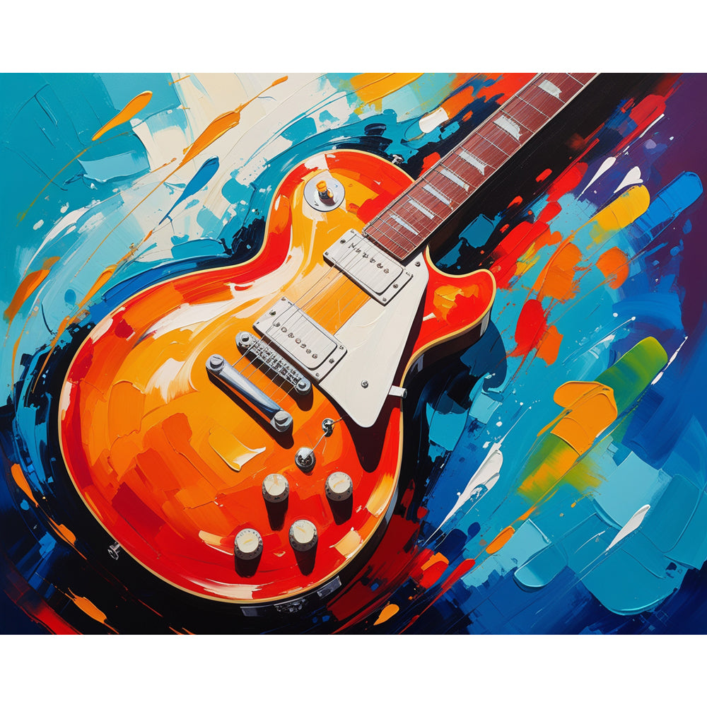 Resting Electric Guitar Paint by Numbers Kit design preview showing the full artwork layout before painting