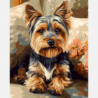 Resting Yorkie Paint by Numbers Kit design preview showing the full artwork layout before painting