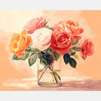 Rose Display Paint by Numbers Kit design preview showing the full artwork layout before painting