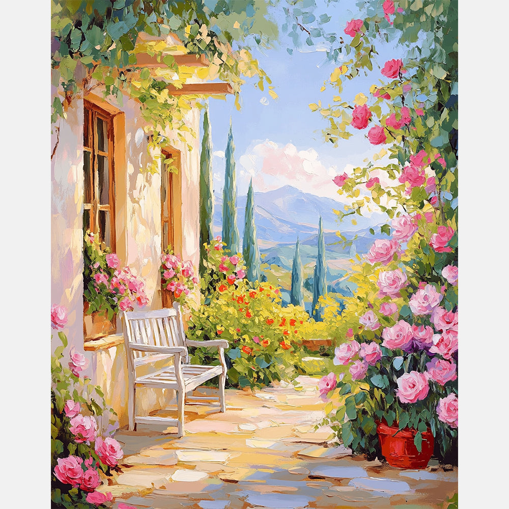 Rose Lined Escape Paint by Numbers Kit design preview showing the full artwork layout before painting