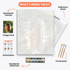 Rustic Garden Door Paint by Numbers Kit – includes numbered canvas, paint pots, brushes, and instructions