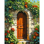 Rustic Garden Door Paint by Numbers Kit design preview showing the full artwork layout before painting