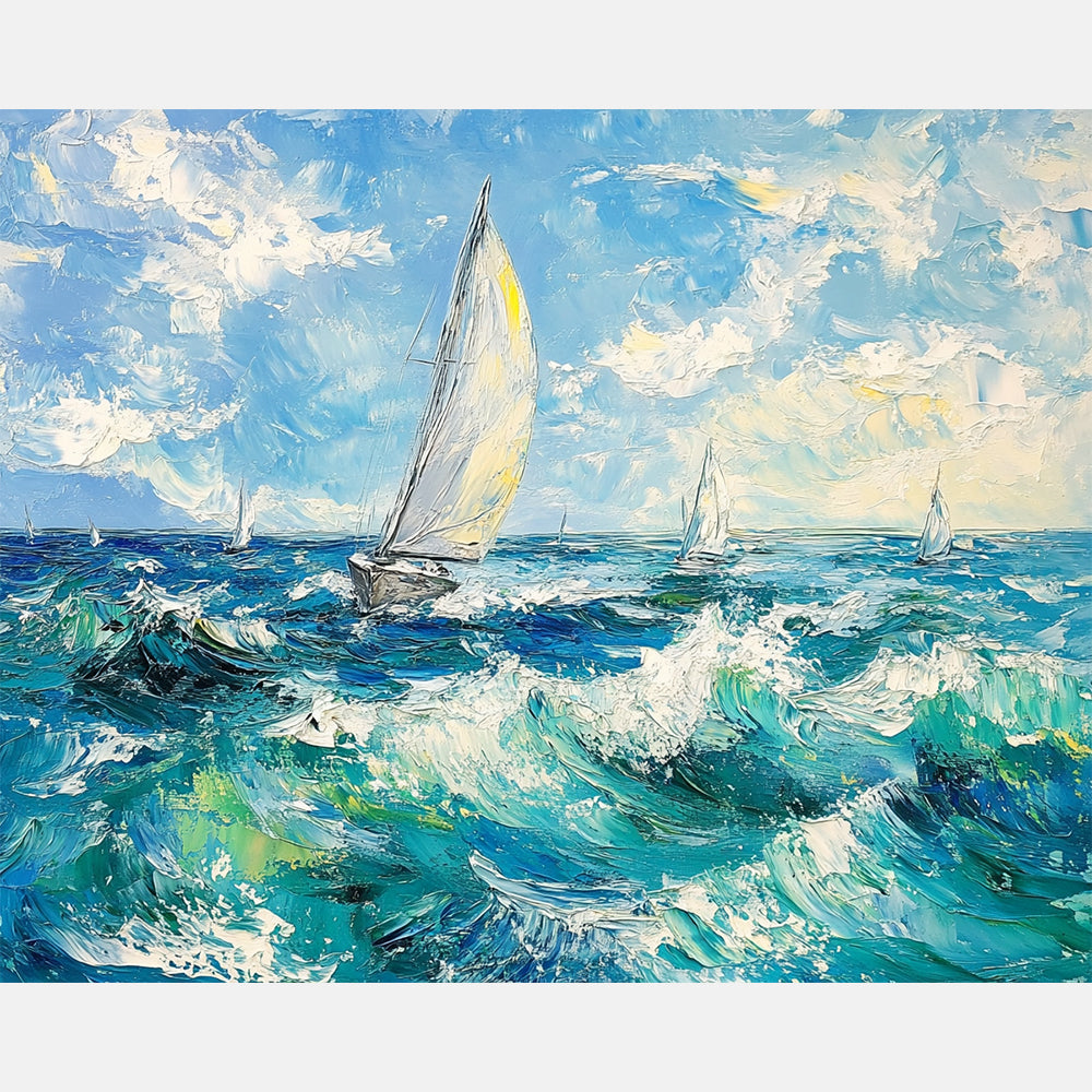 Sail Skies Paint by Numbers Kit design preview showing the full artwork layout before painting