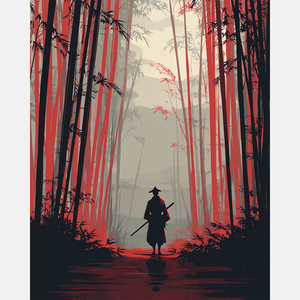 Samurai Trail Paint by Numbers Kit design preview showing the full artwork layout before painting