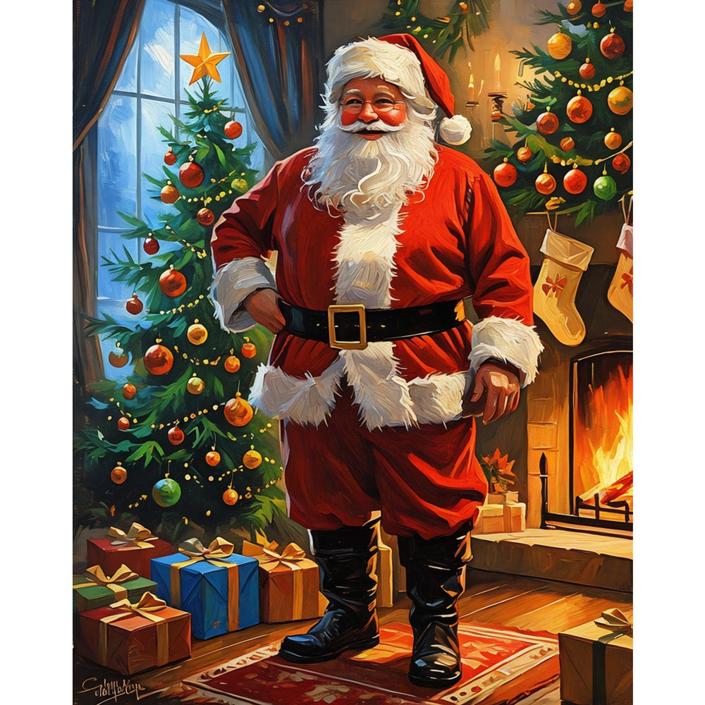 Santa's Celebration Paint by Numbers Kit design preview showing the full artwork layout before painting