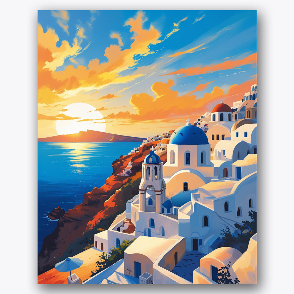 Santorini Sunset Paint by Numbers Kit UdoPaints