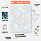 Sea God Fury Paint by Numbers Kit – includes numbered canvas, paint pots, brushes, and instructions