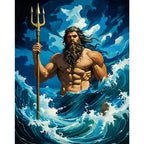 Sea God Fury Paint by Numbers Kit design preview showing the full artwork layout before painting
