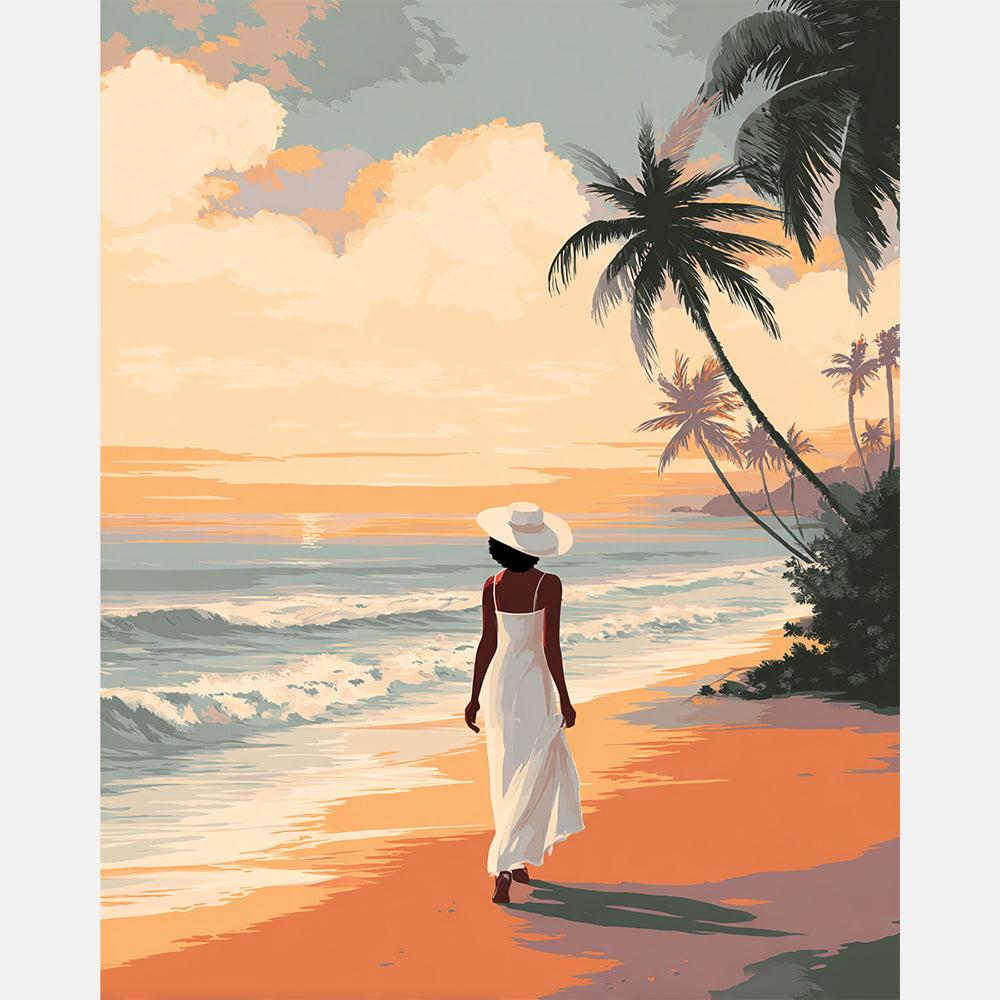 Seaside Amble Paint by Numbers Kit design preview showing the full artwork layout before painting