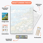 Seaside Blossoms Paint by Numbers Kit – includes numbered canvas, paint pots, brushes, and instructions