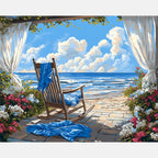 Seaside Chair View Paint by Numbers Kit design preview showing the full artwork layout before painting