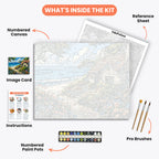 Seaside Flower Retreat Paint by Numbers Kit – includes numbered canvas, paint pots, brushes, and instructions