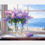 Seaside Lilac Glow Paint by Numbers Kit design preview showing the full artwork layout before painting