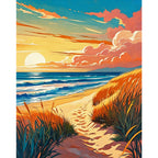 Seaside Serenity Paint by Numbers Kit design preview showing the full artwork layout before painting