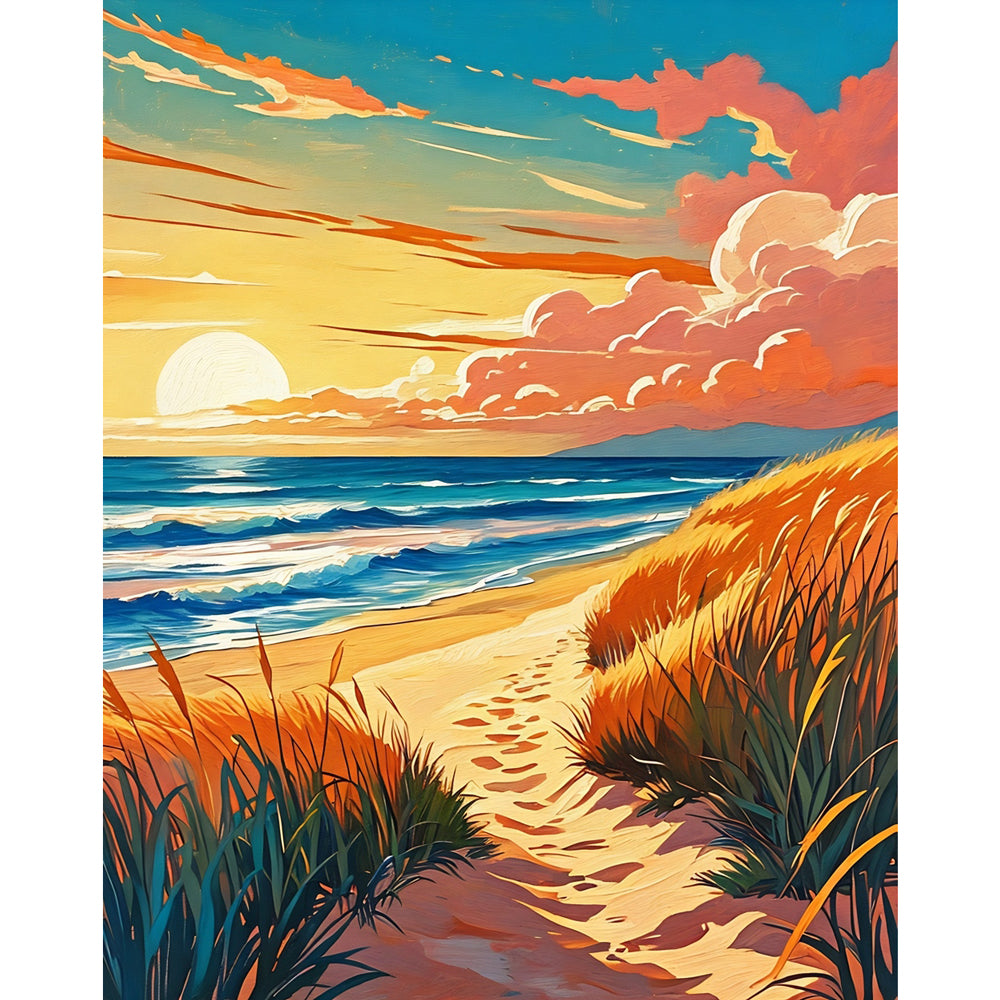 Seaside Serenity Paint by Numbers Kit design preview showing the full artwork layout before painting