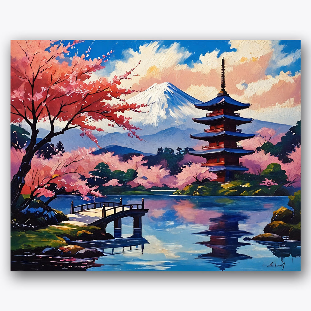 Serene Fuji Scene Paint by Numbers Kit UdoPaints