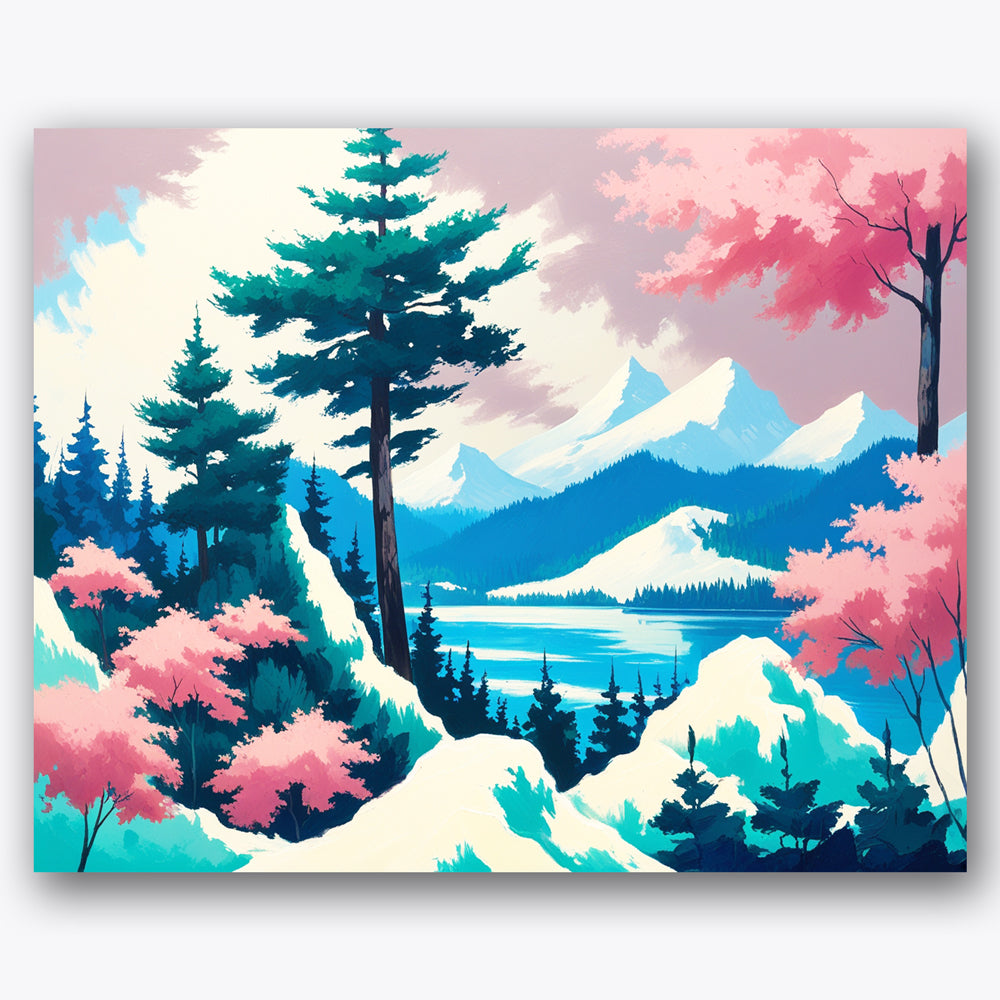 Serene Mountain Lake Paint by Numbers Kit UdoPaints