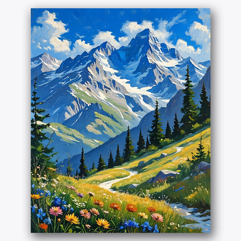 Serene Mountain Path Paint by Numbers Kit UdoPaints