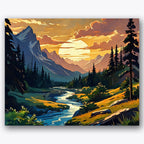 Serene Mountain Sunset Paint by Numbers Kit UdoPaints