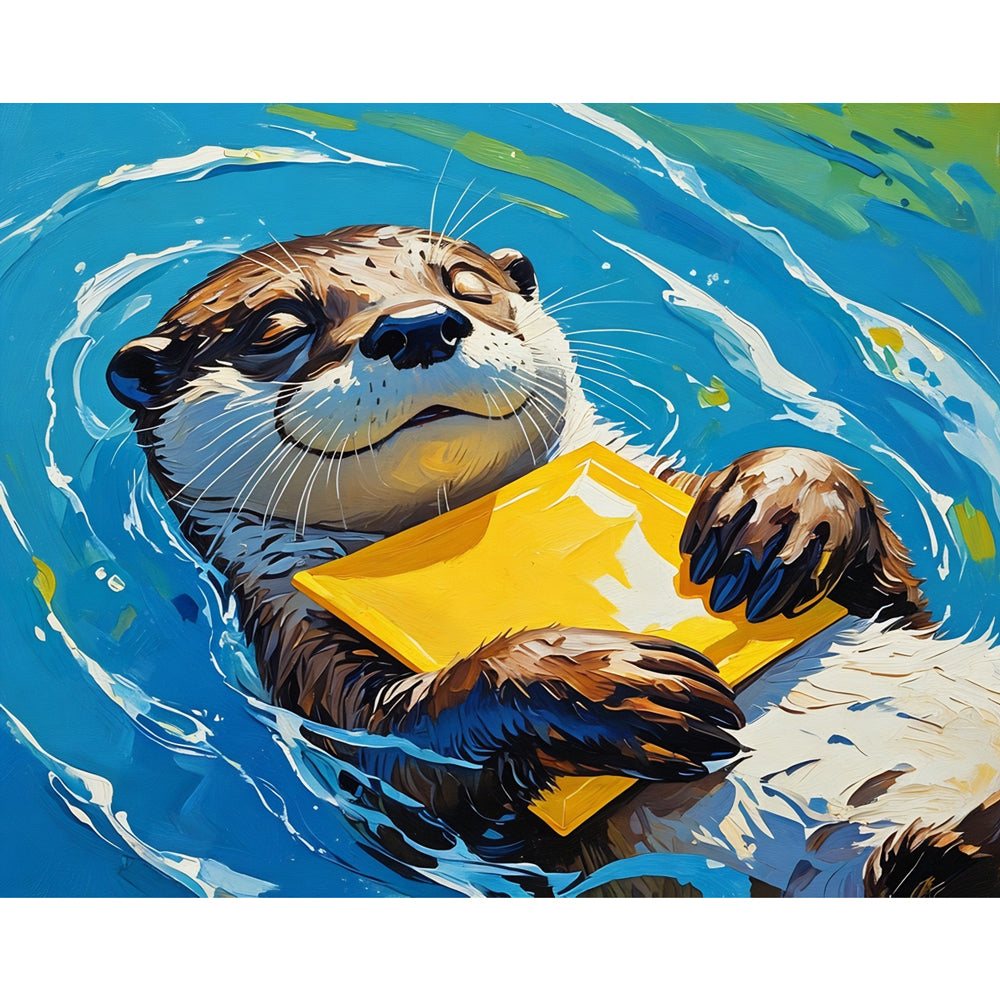 Serene Otter Paint by Numbers Kit design preview showing the full artwork layout before painting