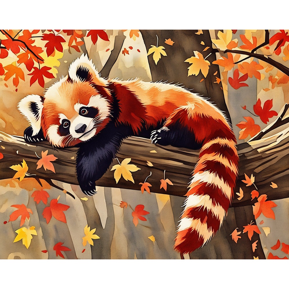 Serene Red Panda Paint by Numbers Kit design preview showing the full artwork layout before painting