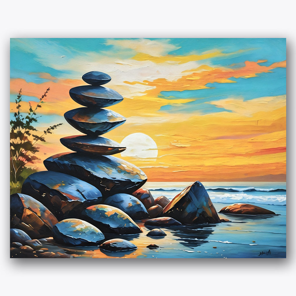 Serene Rock Balance Paint by Numbers Kit UdoPaints