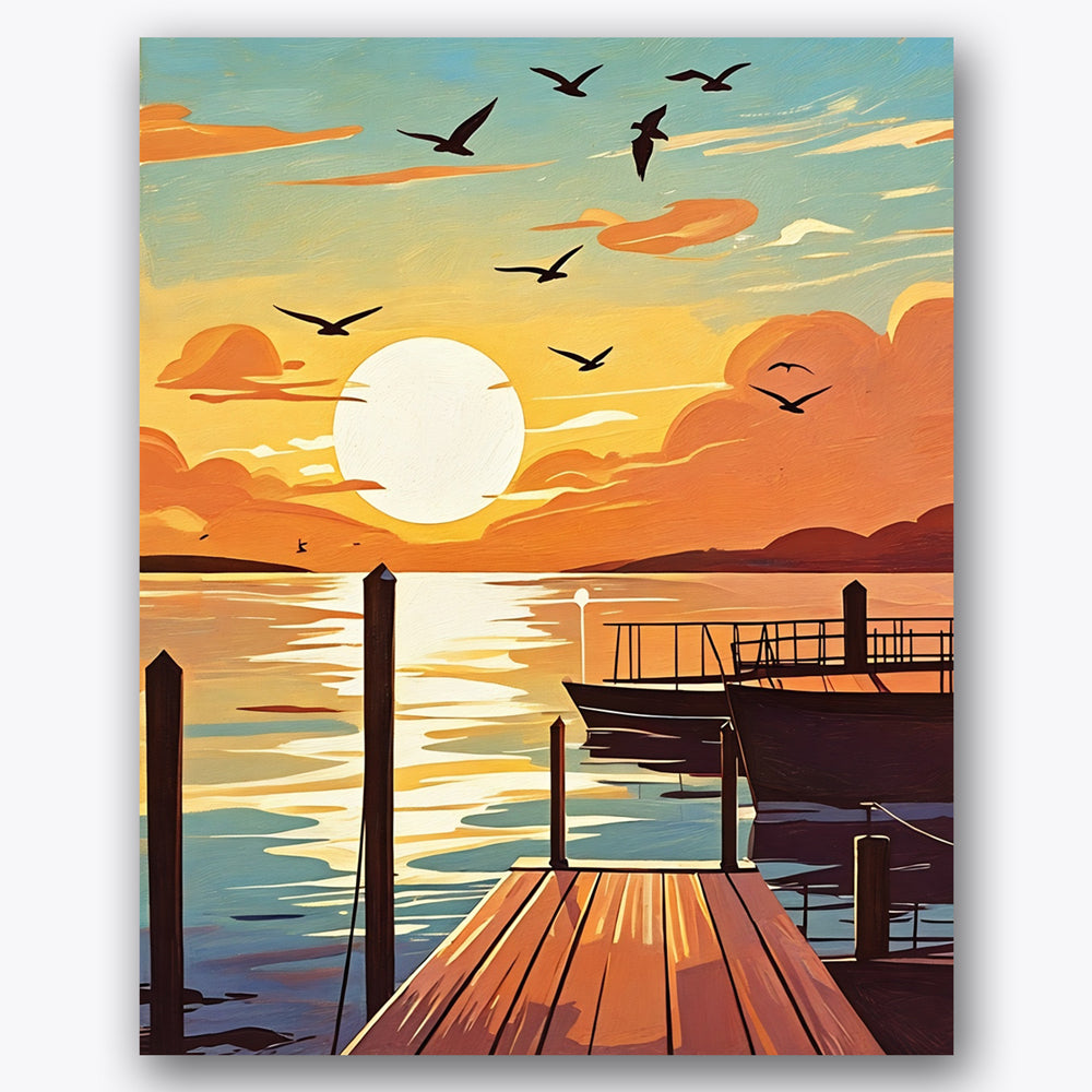 Serene Sunset Dock Paint by Numbers Kit UdoPaints