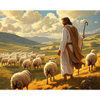 Shepherd and Flock Paint by Numbers Kit design preview showing the full artwork layout before painting