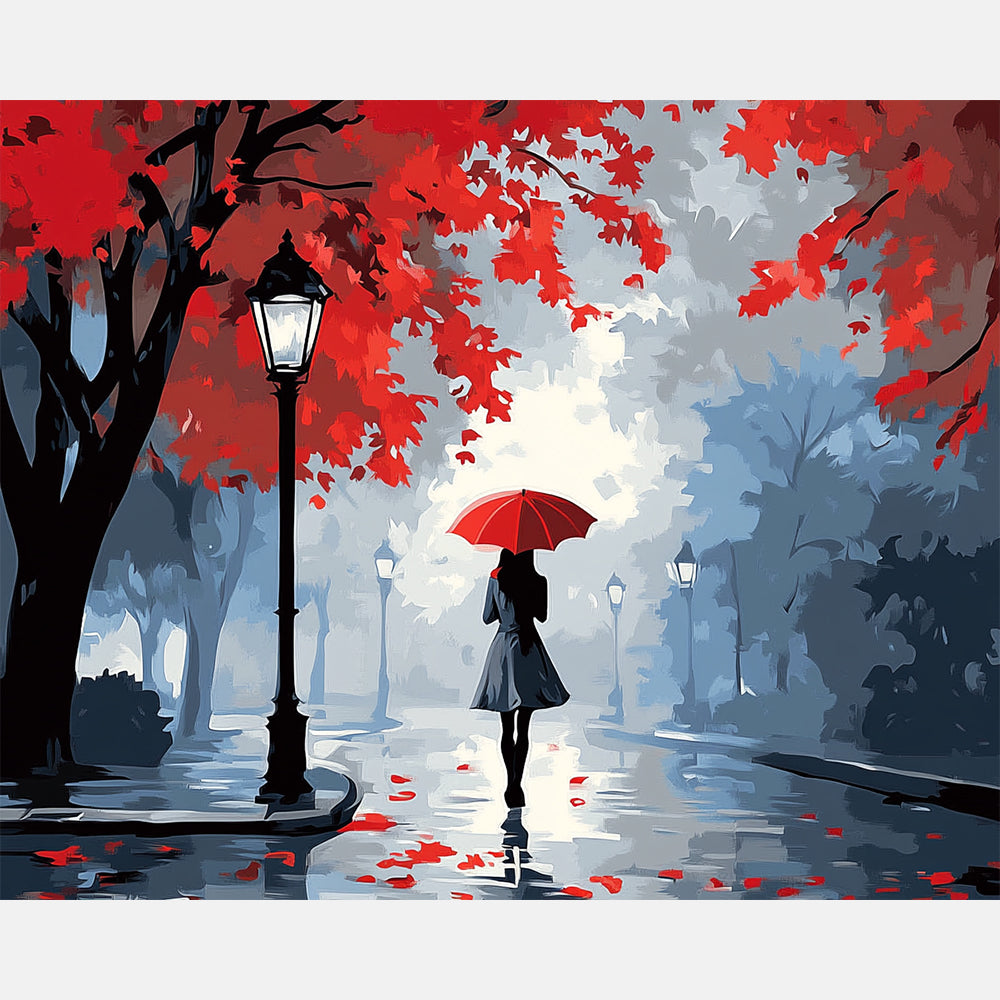 Silent Walk Paint by Numbers Kit design preview showing the full artwork layout before painting