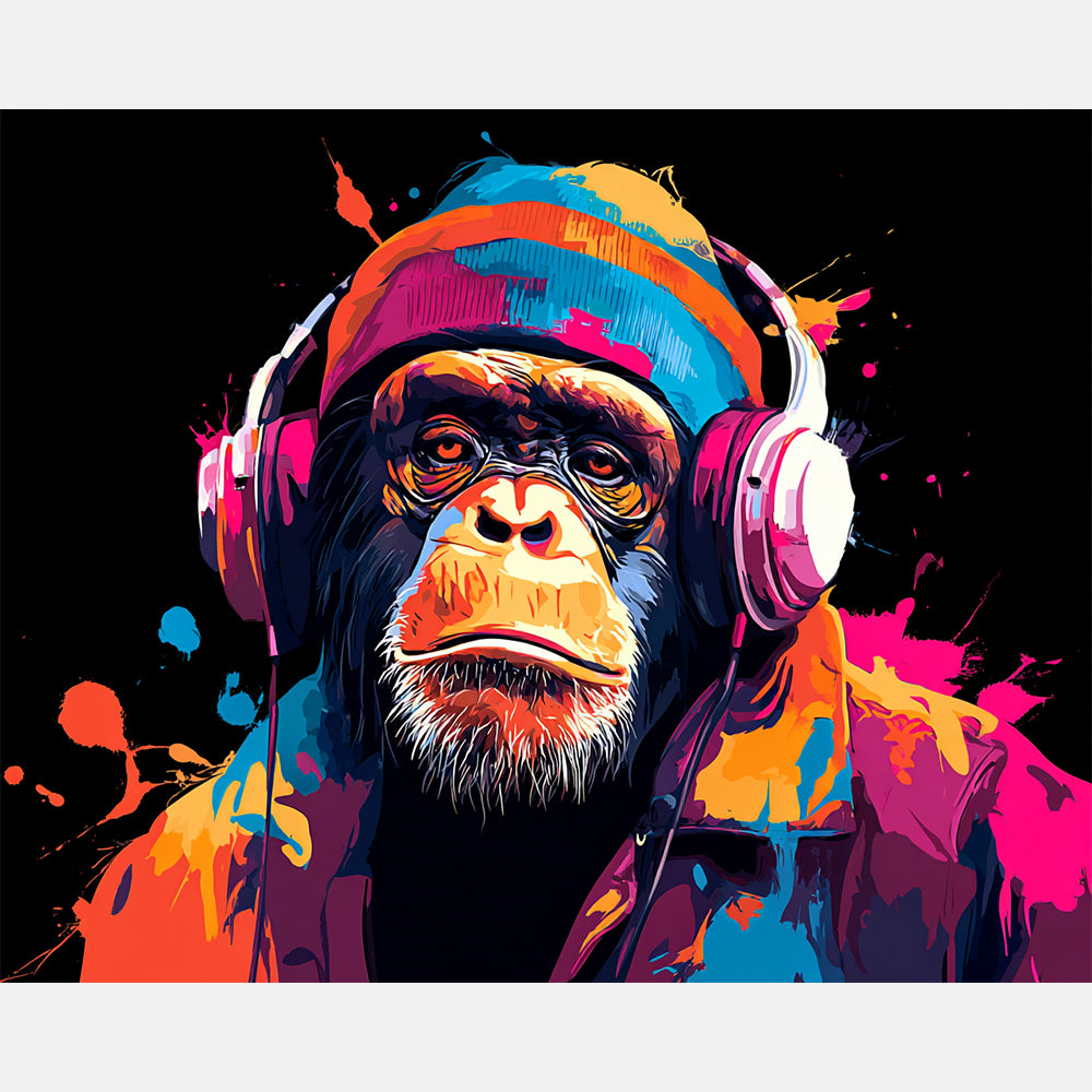 Sir Chimp Paint by Numbers Kit design preview showing the full artwork layout before painting