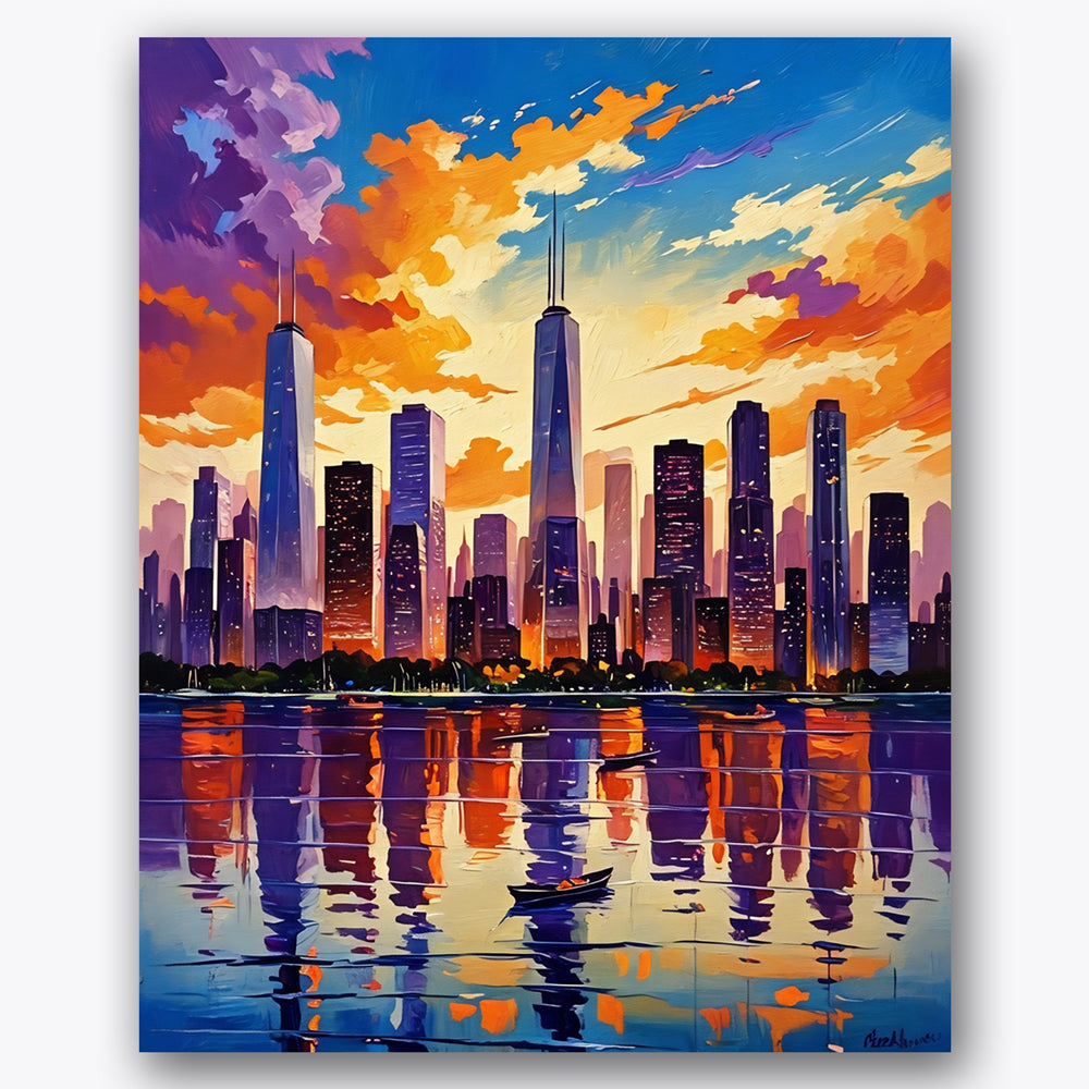 Skyscraper Sunset Paint by Numbers Kit UdoPaints