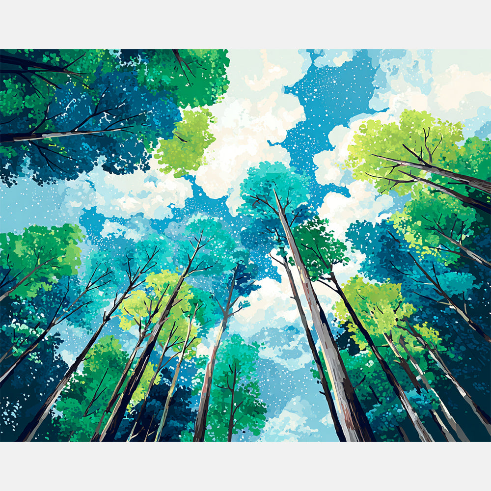 Skyward Green Paint by Numbers Kit design preview showing the full artwork layout before painting