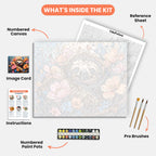 Sloth's Paradise Paint by Numbers Kit – includes numbered canvas, paint pots, brushes, and instructions