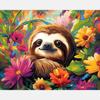 Sloth's Oasis Paint by Numbers Kit design preview showing the full artwork layout before painting
