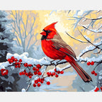 Snowlit Cardinal Paint by Numbers Kit design preview showing the full artwork layout before painting