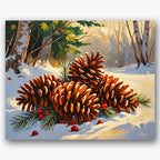 Snowy Pinecones Paint by Numbers Kit UdoPaints