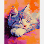 Snuggled Kitty Paint by Numbers Kit design preview showing the full artwork layout before painting
