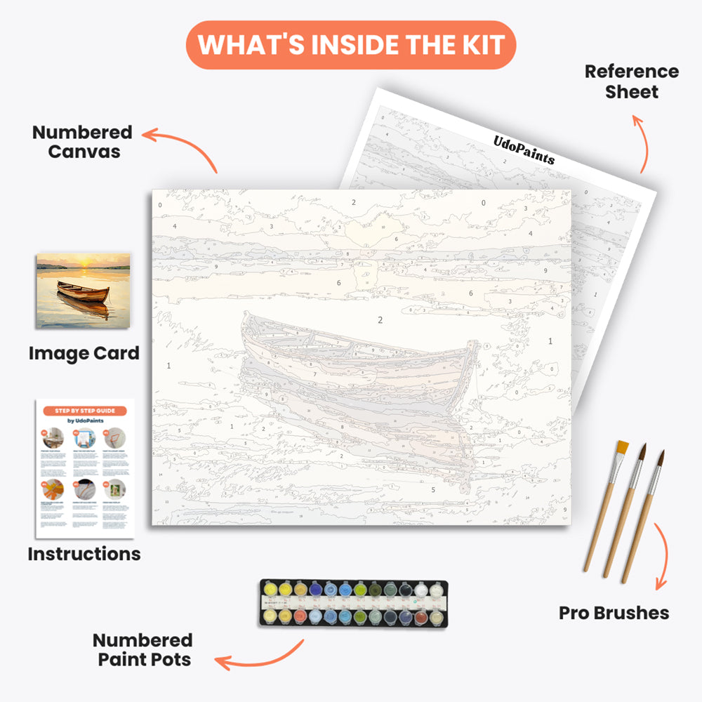 Solitary Drift Paint Paint by Numbers Kit – includes numbered canvas, paint pots, brushes, and instructions