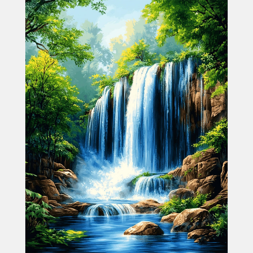 Somewhere in the Forest Paint by Numbers Kit design preview showing the full artwork layout before painting