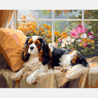 Spaniel In Autumn Light Paint by Numbers Kit design preview showing the full artwork layout before painting