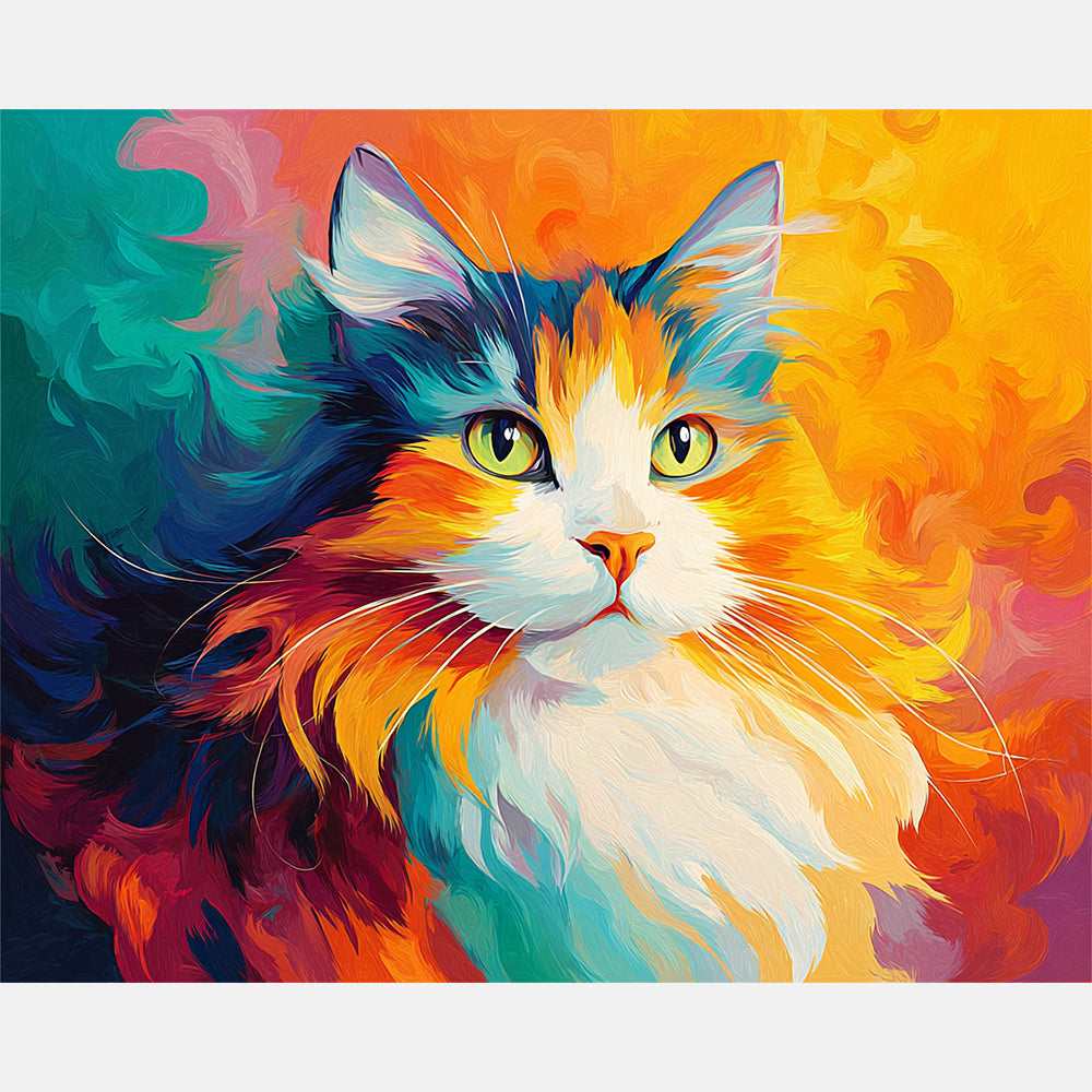 Spectrum Cat Paint by Numbers Kit design preview showing the full artwork layout before painting