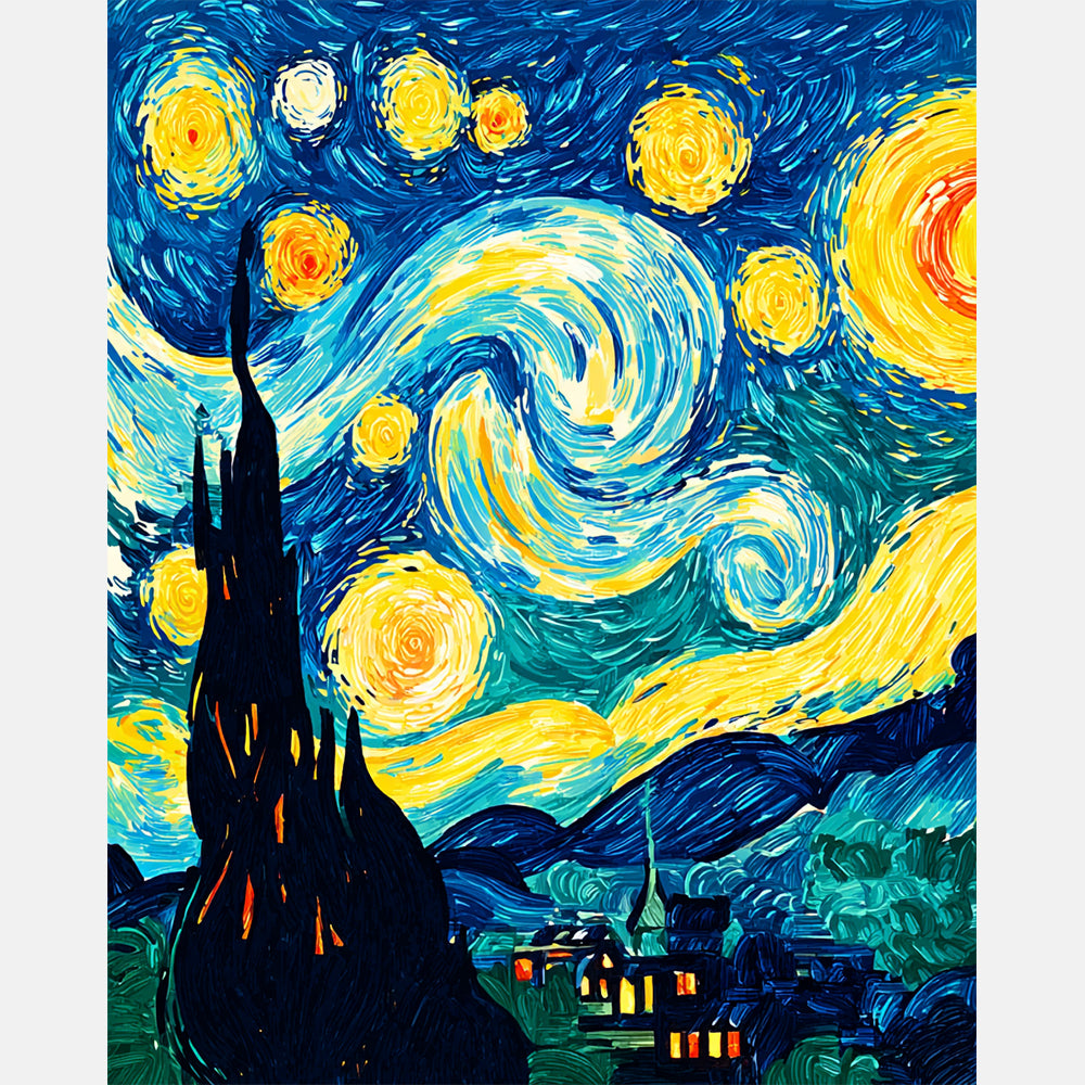 Spiral Evening Sky Paint by Numbers Kit design preview showing the full artwork layout before painting