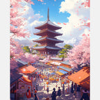 Spring Pagoda Paint by Numbers Kit design preview showing the full artwork layout before painting